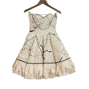 Vintage Fabrice Bergdorf Goodman 80s White Strapless Silk Silhouette Dress P